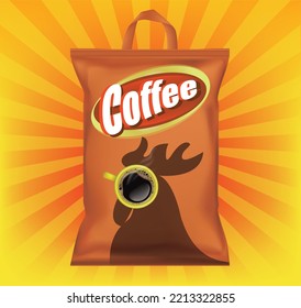 Coffee sachet packaging design image on graphic background