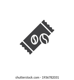 Coffee sachet vector icon. filled flat sign for mobile concept and web design. Instant coffee stick glyph icon. Symbol, logo illustration. Vector graphics