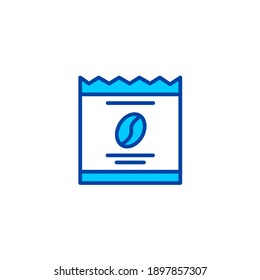 Coffee sachets icon. Icon for cafe and restaurant in blue style.
