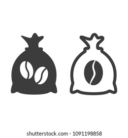 Coffee sack icon on white background. Vector illustration