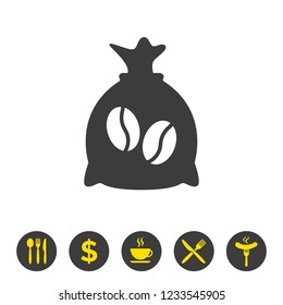 Coffee sack icon on white background. Vector illustration
