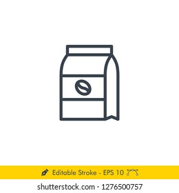 Coffee Sack Icon / Vector - In Line / Stroke Design