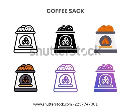 Coffee Sack icons vector illustration set line, flat, glyph, outline color gradient. Great for web, app, presentation and more. Editable stroke and pixel perfect.