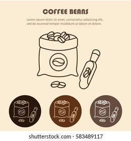 Coffee sack isolated icon vector illustration design.  Coffee bag line icon.