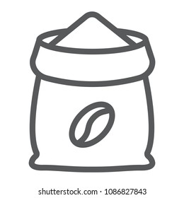 Coffee sack line icon, coffee and cafe, coffee bag sign vector graphics, a linear pattern on a white background, eps 10.