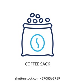 Iconos de línea delgada del saco de café. Ilustración vectorial original.