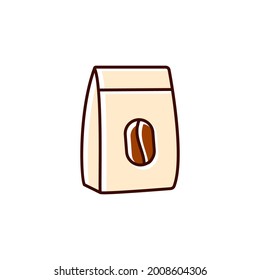 Coffee sacs flat icon. Bean package. Color filled symbol. Isolated vector stock illustration