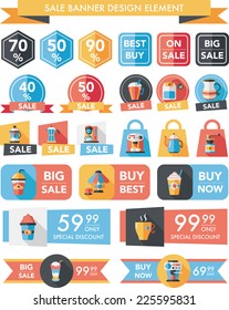 coffee sale banner design flat background set, eps10