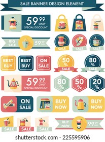 coffee sale banner design flat background set, eps10