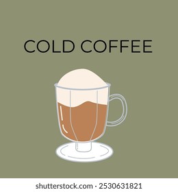 Coffee sale label or banner square template. Retro design, flat illustration. Coffee cup on green background.