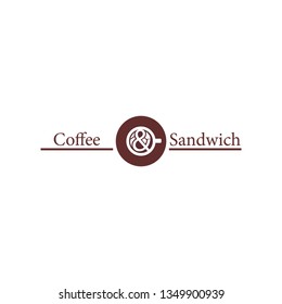 coffee and sandwich vector. with coffee cups and sandwich pieces in cups that are unique and modern, logotype, food and drink icon symbol.