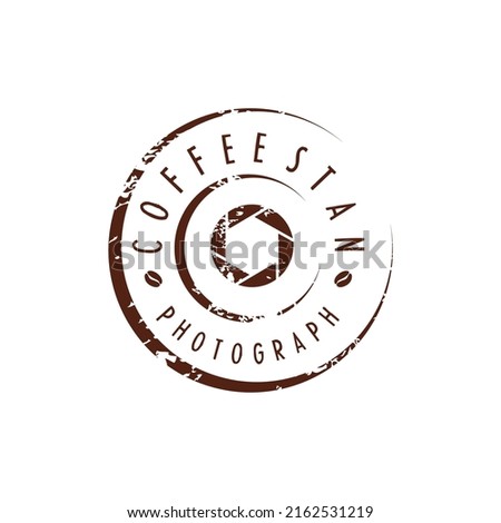 Coffee saucer stain with Shutter aperture camera lens logo for photography studio logo