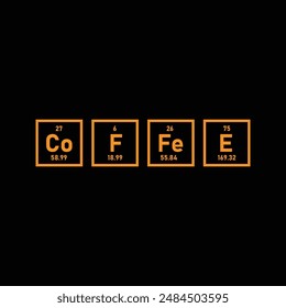 Coffee Science Element Periodic Table Of Coffee Typography T-Shirt Design Vector