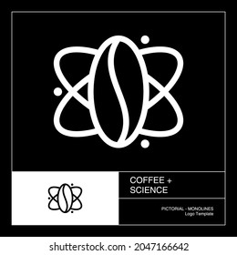 Coffee And Science Pictorial Logo Template, Monoline Style.