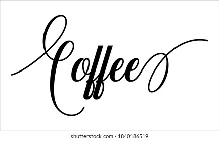 Coffee Script Typography Cursive Calligraphy Black text lettering Cursive and phrases isolated on the White background for titles, words and sayings