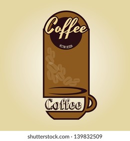 Coffee seal with coffee cup over beige background vector illustration