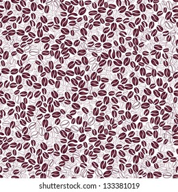 Coffee seamless background. Coffee beans seamless pattern.