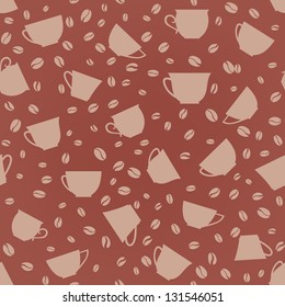 Coffee seamless background. Coffee cups seamless pattern.