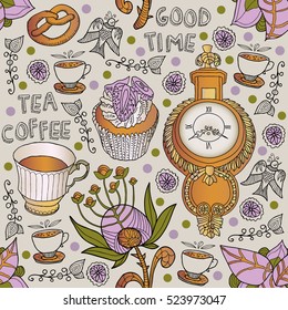 coffee. seamless background with text
