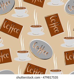 Coffee seamless background, vector illustration