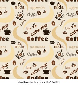 Coffee seamless background - vector illustration