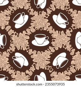 El café es un fondo impecable. Vector. Perfecto para plantillas de diseño, papel pintado, envoltura, tela, impresión y textil.