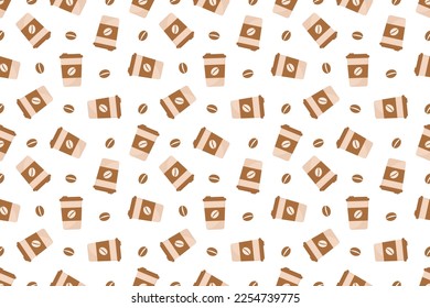 Coffee seamless pattern abstract on white background vector design
