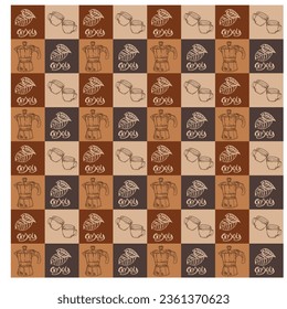 Coffee seamless pattern with a cups. Seamless texture of coffee icons. Vintage restaurant menu. Food and drink pattern. Vector illustration