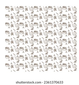 Coffee seamless pattern with a cups. Seamless texture of coffee icons. Vintage restaurant menu. Food and drink pattern. Vector illustration