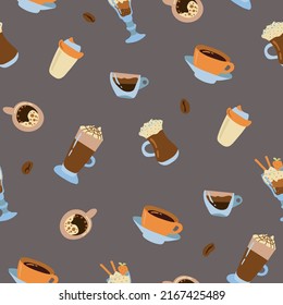 Coffee Seamless pattern. Design for fabric, textile, wallpaper, packaging.