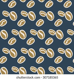 Coffee. Seamless pattern with doodle coffee beans.  Hand-drawn sketch background. Vector illustration. 
