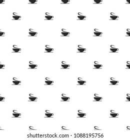 Coffee seamless pattern. Grains of coffee, coffee machine, cup of coffee abstract composition.
