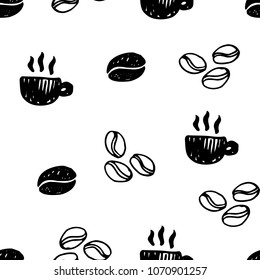 Coffee seamless pattern. Hand drawn vector illustration. Great for cafe, bars, wallpaper, wrapping paper.