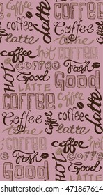 Coffee seamless pattern - hand drawn illustration. Hand drawn coffee set. Vector illustration.