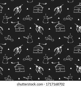 Coffee Seamless Pattern With Handrawn Style 