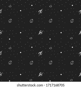 Coffee Seamless Pattern With Handrawn Style 