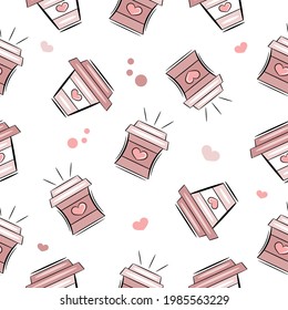 coffee seamless pattern on white background