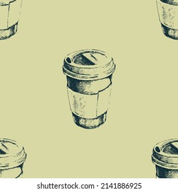 Patrón sin fisuras del café. taza de papel para café