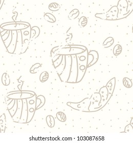 Coffee seamless pattern pastel colors