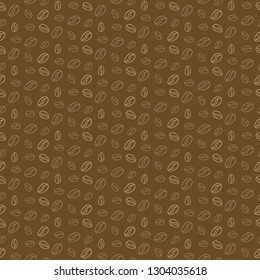 Coffee seamless pattern.  Repeating coffee beans background for wrapping paper, package, scrapbooking, textile design.