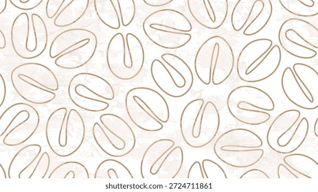 Café sin patrón. Bosquejo para la tienda de la comida, menú, cafetería de la panadería. Granos de café con efecto Grunge Colores marrones y beige. Fondo de borde de Arte vectorial.
