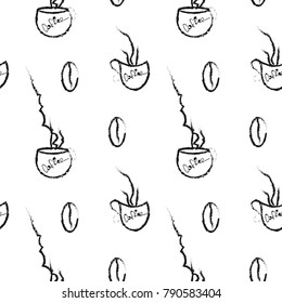 Coffee seamless pattern. Vector seamless pattern.