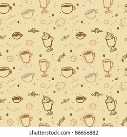 coffee seamless pattern in vector