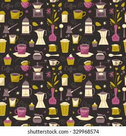 Coffee seamless pattern. Vector illustration