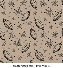 Coffee seamless pattern. Vintage Coffee vignetting.Digital Paper of color. Coffee color