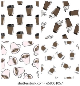 Coffee seamless pattern for your designs: t-shirts, bags, for posters, invitations, cards Vector illustration