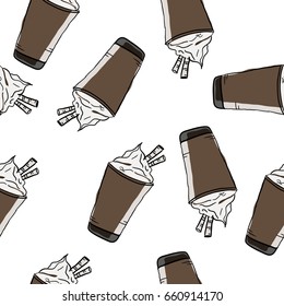 Coffee seamless pattern for your designs: t-shirts, bags, for posters, invitations, cards Vector illustration