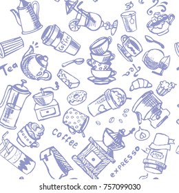 Coffee seamless vector ornament Vintage illustrations.