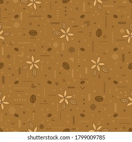 Coffee seamless vector pattern. Coffee beans. Linear style. Decorative ornament. Modern textile print. Nice flavor. For wrapping paper and wallpaper, fabrics, covers and textiles.