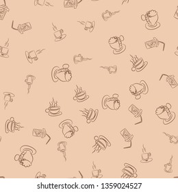 Coffee seamless vector pattern for Cup mug, restaurant or cafe menu design. 